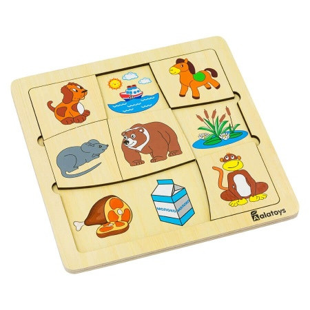 Пазл-ассоциации "Животные", 9 вкладышей