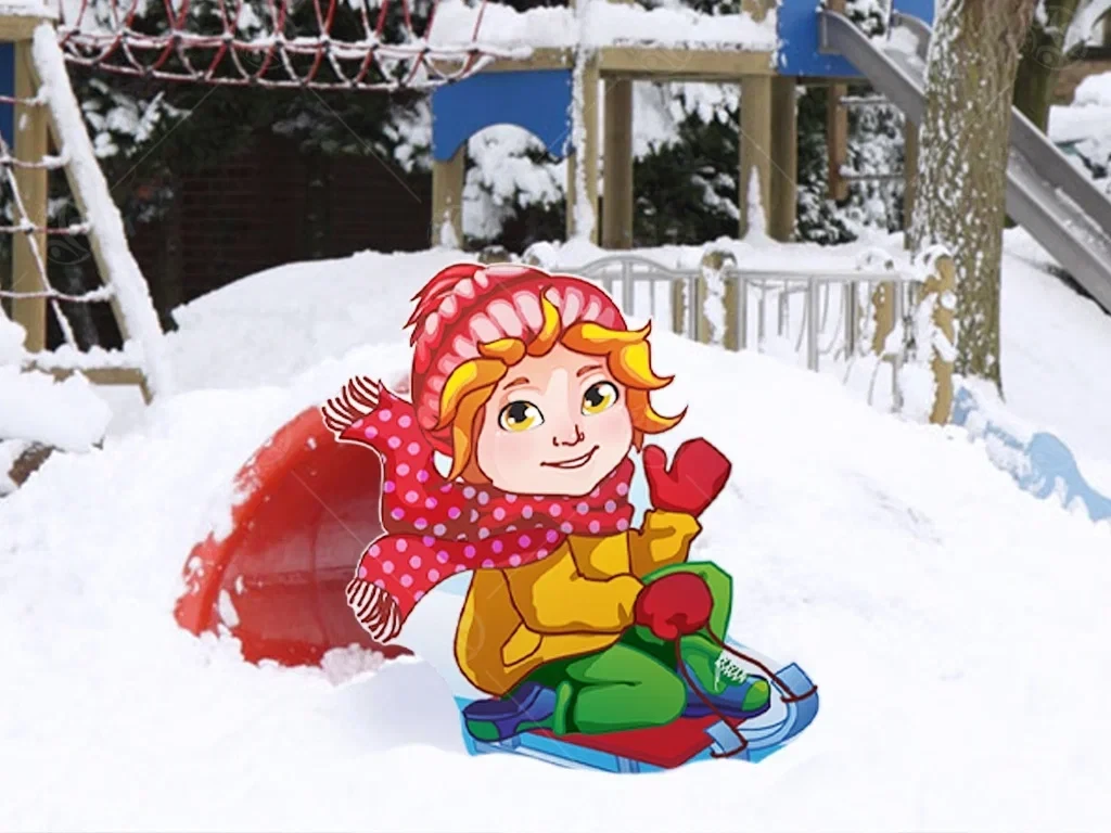 Уличная фигура "Ребенок на санках"