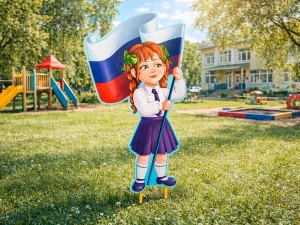 Уличная фигура "Марина с флагом России"