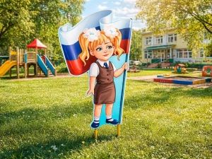 Уличная фигура "Оля с флагом России"